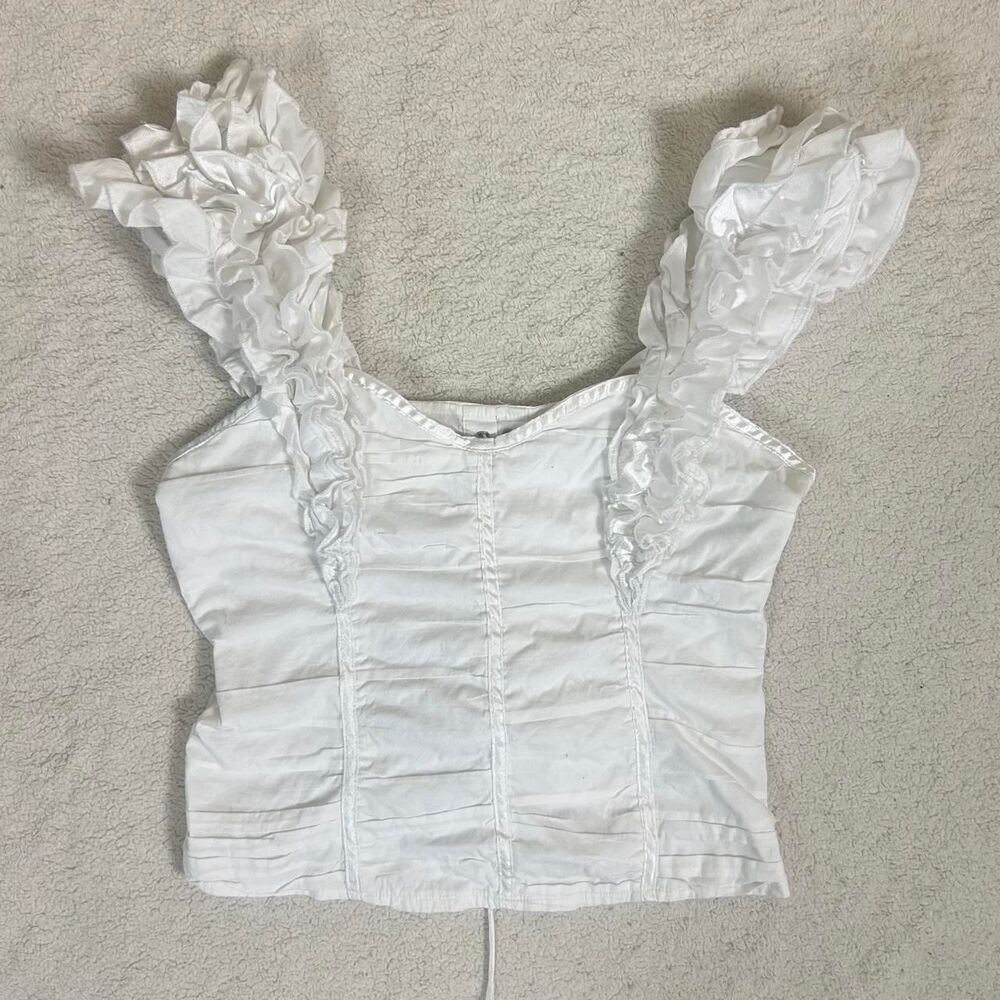 Y2K Top 10 USA White Ruffle Corset Top